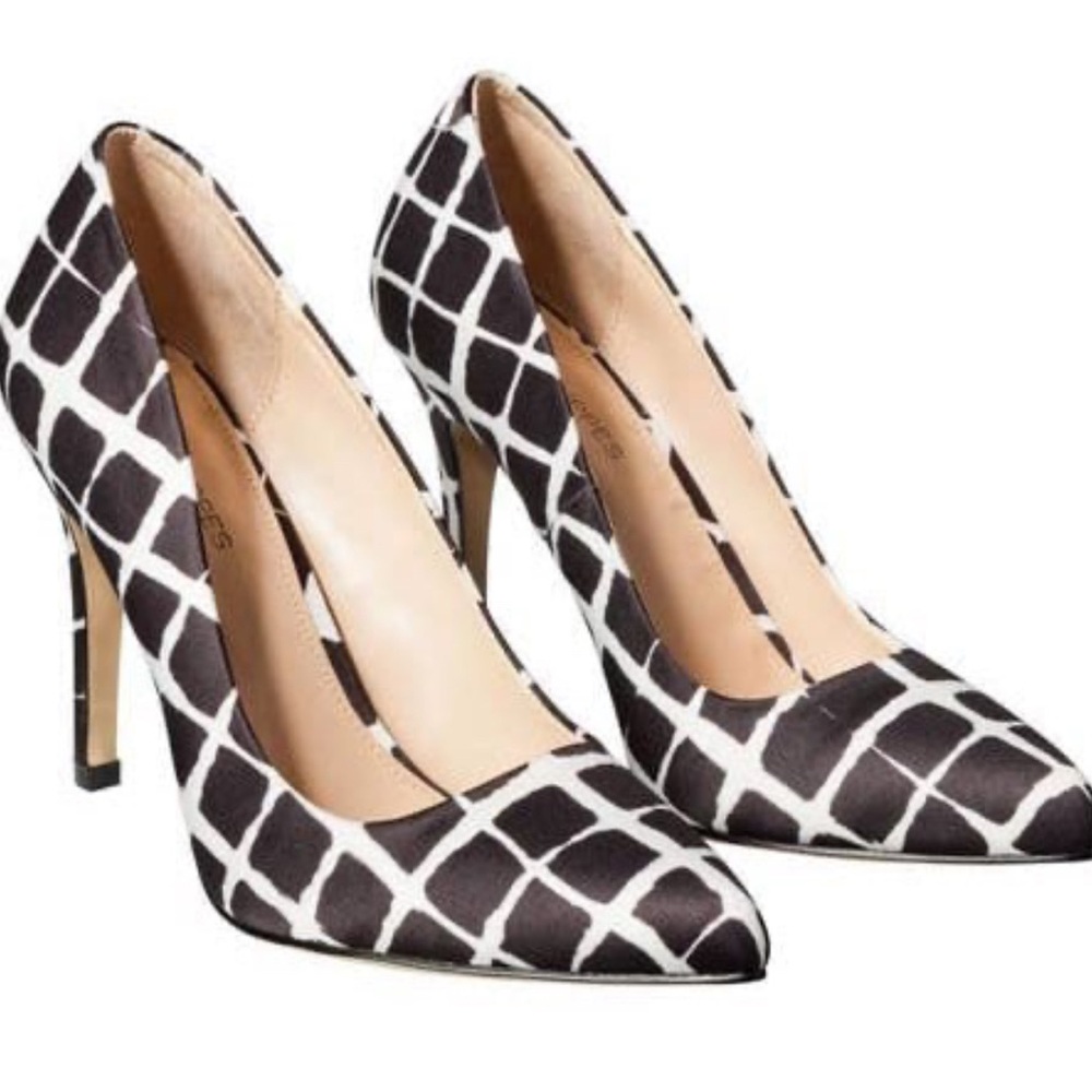 Adam Lippes Black and White Geometric Pattern Heels with box and dust bag